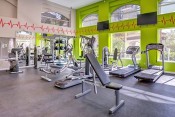 24 Hour Fitness Center with Cardio, Weight, Exercise Balls and More